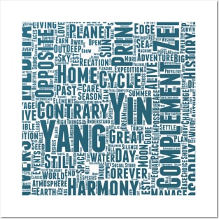 Yin Yan Interconnect Pattern Text Word Cloud Posters and Art